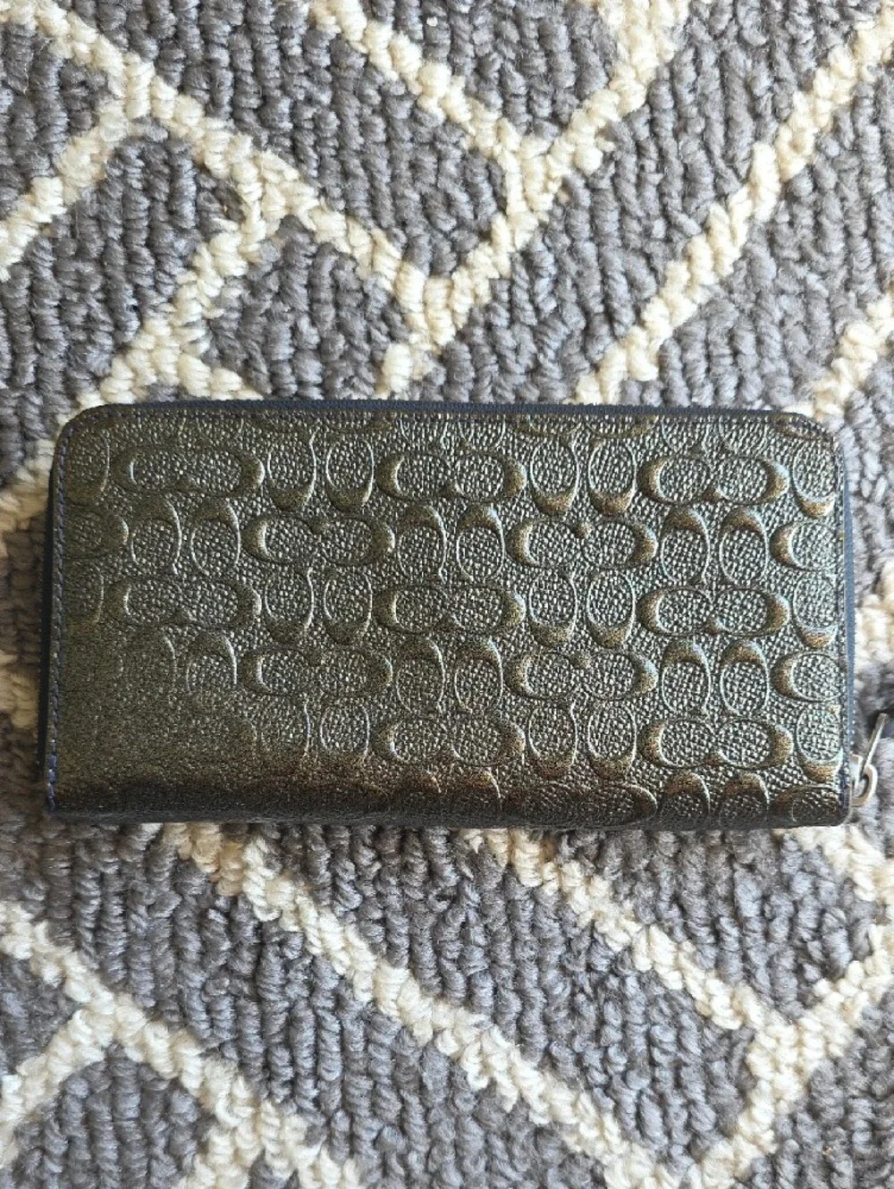 Coach Metallic Bronze Signature Zip Wallet